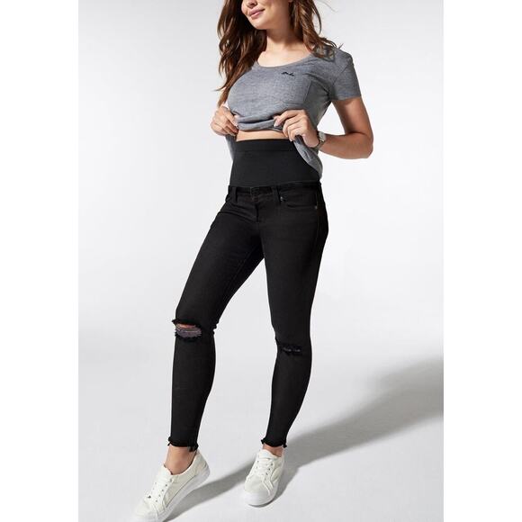 BLANQI Maternity Postpartum Belly Support Skinny Jeans Size 4 Black Distressed - Picture 7 of 10
